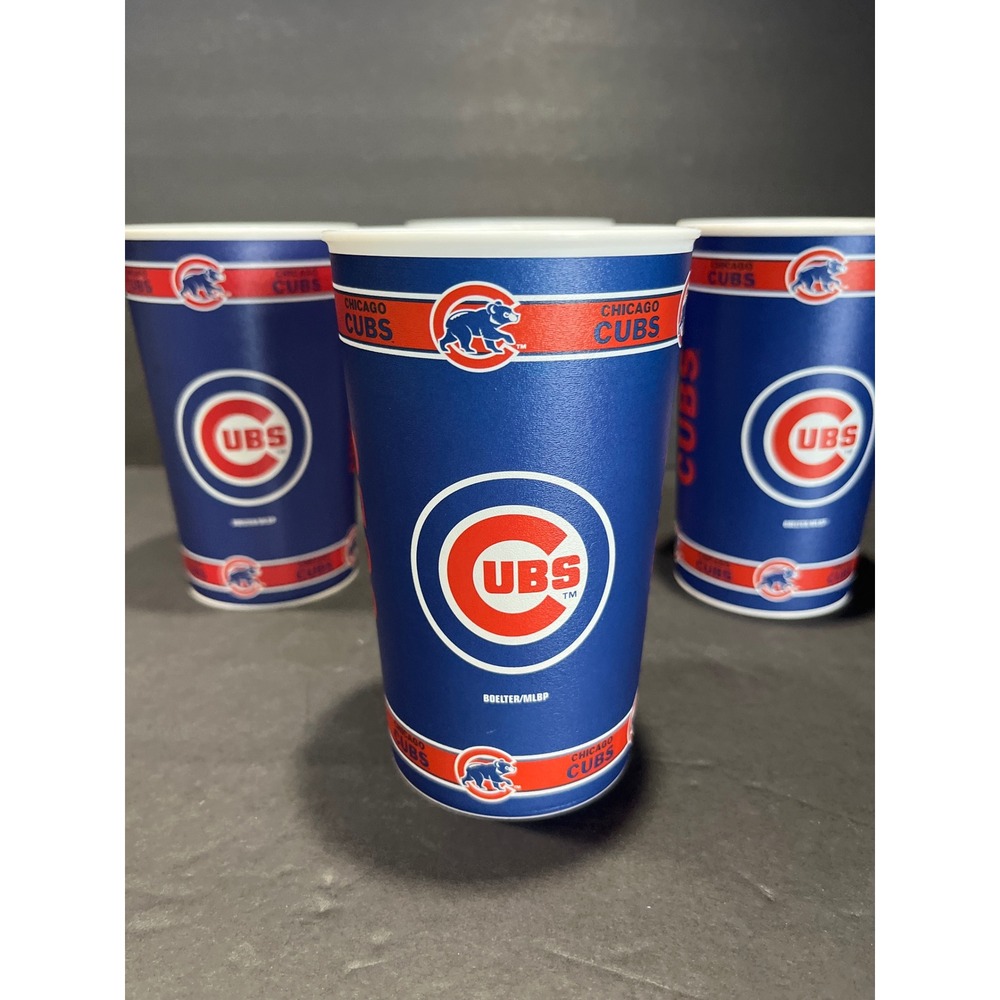 Chicago Cubs MLB 22oz Plastic Primary Pint Cups Set of 4 Boelter Brands Blue